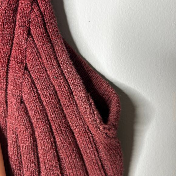 Anthropologie Ribbed Burgundy Knit Crop Top Women's Medium V-Neck Minimalist - Picture 5 of 9